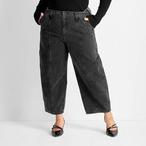 Future Collective - Women's Mid-Rise Barrel Leg Jeans - Future Collect Black
